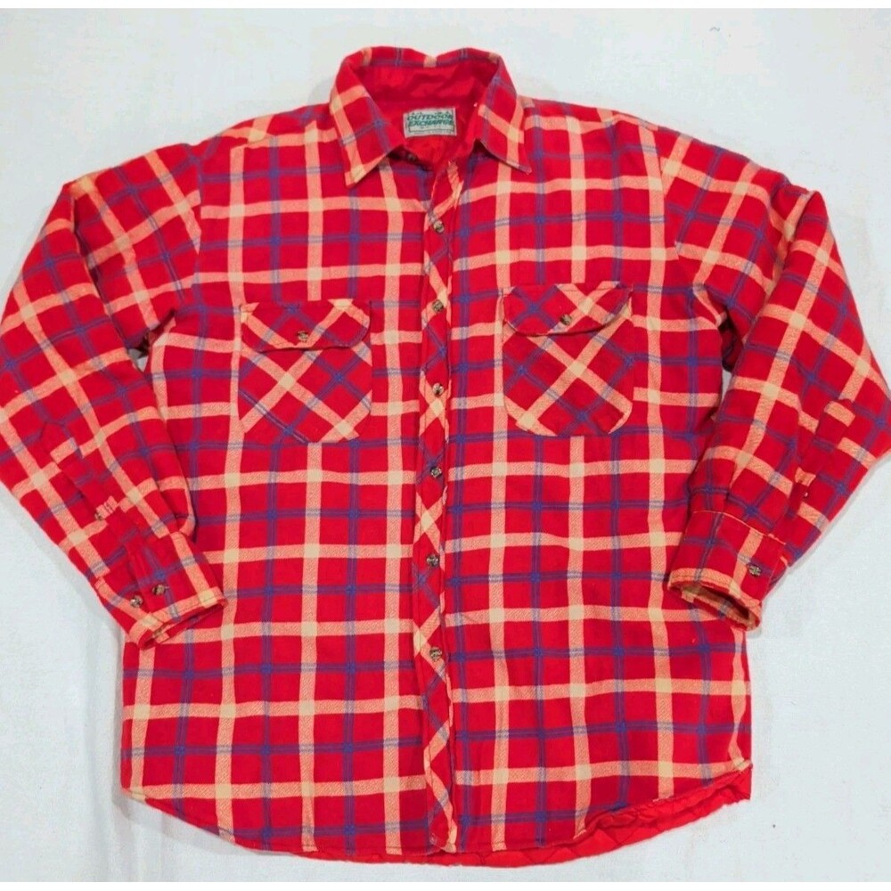 Outdoor Exchange Red Plaid Shacket Jacket Men's Size Medium Insulated